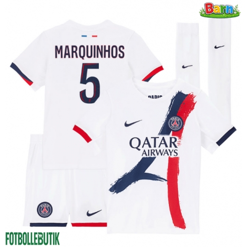 Paris Saint-Germain Marquinhos #5 Bortaställ Barn 2025-26 Kortärmad (+ Korta byxor)